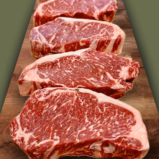 Wagyu New York strip steaks